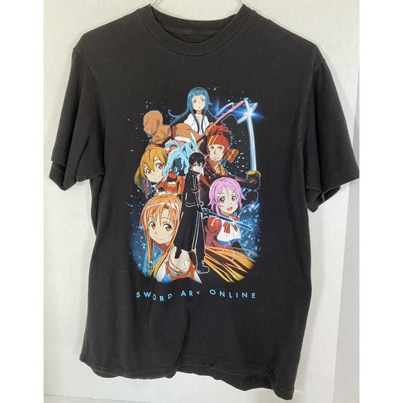 Unisex Men's Women's Anime Sword Art Online Crewneck T-Shirt M Medium Black - Picture 1 of 4